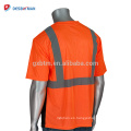 Venta al por mayor de adultos de alta visibilidad naranja neón seguridad camiseta reflectante malla brillante manga corta seguridad del trabajo Tees con un bolsillo